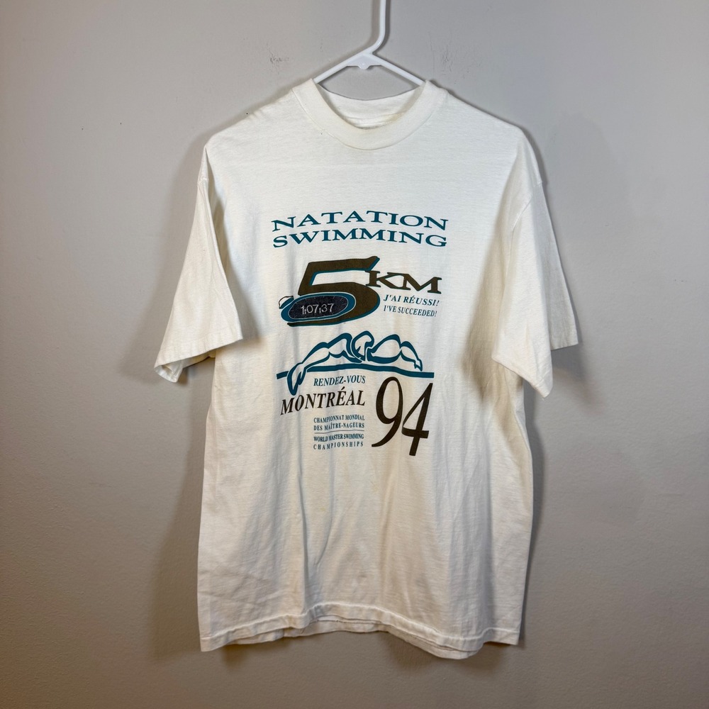 Vintage 1994 Montreal World Master‎ Swimming Championships Hanes Beefy T-Shirt L